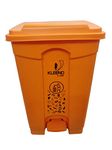 Cello Strong Plastic Step-On Pedal Garbage Dustbin (Orange, 60 Ltr)