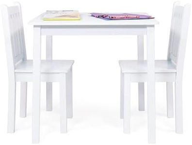 Humble Crew Kids Wooden Table and 2 Chairs Set, White - Square Kids Table and Chair Set for Toddlers and Children for Arts, Crafts, and Snack Time - Sturdy, Durable Toddler Activity Table