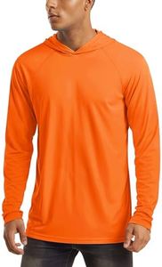 Men's UPF 50+ Hooded Long Sleeve Shirt for Fishing, Hiking & Workout - Orange