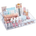 STORi Audrey Clear Vanity Makeup Organizer | 15-Compartment Holder for Brushes, Eyeshadow Palettes, & Beauty Supplies | Stacks on Audrey Storage Drawers | Made in USA