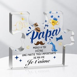 HOWAF Cadeau Papa Plaque Acrylique Bloc Puzzle Gaufrée, Cadeau Fete des Peres, Cadeaux Fete des Peres, Cadeau Fête des Pères, Cadeau Anniversaire Papa, Cadeau Noel Papa, Idee Cadeau pour Papa