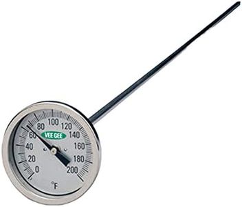 VeeGee Dial Compost Thermometer with Glass Face 36 Stem 3 Dial 0 to 200 Degrees F