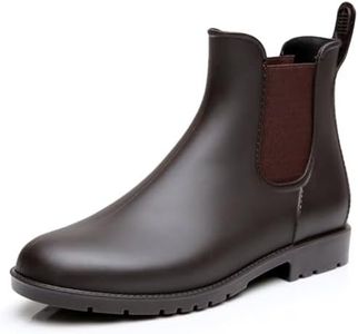 Asgard Women's Ankle Rain Boots Waterproof Chelsea Boots, Dark Brown 37 (Size 7)