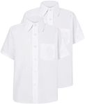 Pack of 2 Boy's School Uniform Button Down Short Sleeve Shirt 4yrs-18 yrs (7-8 Years) White