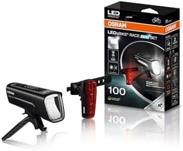 OSRAM LEDsBIKE Race 100 Set, Juego de Luces Recargables para Bicicleta, Juego de Luces LED Delanteras y traseras con luz de Freno, múltiples Modos de iluminación, Tres Niveles de Brillo, 100 Lux
