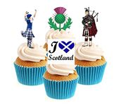 Sprinkles & Toppers Ltd I Love Scotland Collection Edible Stand Up Wafer Paper Cake Toppers (12 Pack)