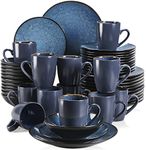 vancasso Bubble Blue Dinner Set, Reactive Glaze Dinnerware Tableware, 48-Piece Dinner Service with 11in Dinner Plate, 8in Dessert Plate, 7in Bowl and 380ml Mug, Service for 12