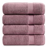 100% Cotton 4 Pack Bath Sheets Set, Premium Extra Large Bath Towels Oversized, Highly Absorbent Bath Sheet Towels for Bathroom Set, Cotton Hotel Collection Towels 35x66 - Wishful Mauve