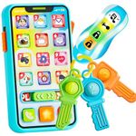 JOYIN Baby Musical Toy Phone and Car Keys Teether Set, 60+ Music and Learning Phrases, Baby Learning Toys 6-12 Months, Toddler Birthday Gifts for 1 2 3+ Year Old Girs Boy Toys
