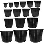 Elixir Gardens Strong Round Black Plastic Garden Plant/Flower Pots with Reinforced Rim | Various sizes (1 to 60 litres) & various quantities available (from 2 to 1000) 12Litre x 10