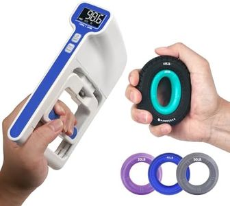 Handexer Grip Strength Tester 265lb & Silicone Grip Strengthener 5Pack, Digital Dynamometer with Backlit LCD & 9 Resistance Finger Exerciser for Fitness Training Physical Therapy