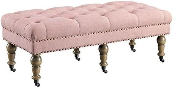 Linon Isabelle Washed, 50", Pink Linen Bench,