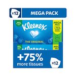 Kleenex® Original Tissues, Mega Pack – 1,344 Sheets (12 Boxes x 112 Sheets) - Always soft & strong for Everyday Use - Now 75% More Tissues in a box