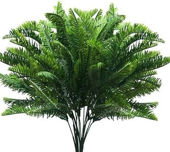 BELLE VOUS 6 Pack Plastic Artificial Faux Hanging Boston Fern Plants - Outdoor/Indoor Fake Greenery Ferns for Home, Garden, Vine Wall Basket, Bushes/Shrubs, Wedding Garland and Office Decor