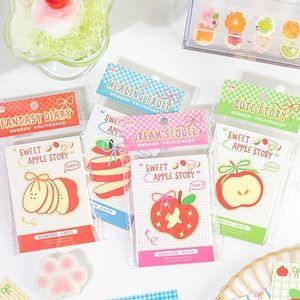 200 Sheets Cute Apple Theme Journal Scrapbook Paper, 4x3 Inch Decorative Paper for Handmade Journals, DIY Scrapbooking, Diary Decoration, 4 Packs (50 Sheets/Pack) - Sweet Apple Story Collection