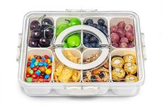 Pure Future Air-tight Snack Box Container, Divided Fruit Veggie Serving Tray Snackle Box with Lid for Candy Nuts, Travel, and Party Use, Clear Organizer Snack Box(8 Inside Containers Dishwasher Safe)