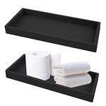 2pcs Bathroom Tray 11.8x4.92x0.7in, Toilet Tank Storage Tray Silicone Vanity Tray, Kitchen Sink Tray Bathroom Countertop Organiser Vanity Tray For Counter Decor Dresser Tops (Black-L)