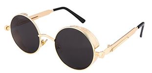 FEISEDY Retro Gothic Steampunk Sunglasses Round Metal Frame Men Women UV400 B1857