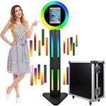 HITUGU Portable iPad Photo Booth Selfie Station Machine Metal Shell with Software APP Control Light Box,Music Sync,RGB Ring Light,Flight Case,for Parties,Christmas,Events