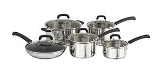 HENCKELS Kitchen Elements 10 Piece Stainless Steel Cookware Set, Silver, Regular