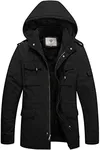 WenVen Men's Winter Coat Parka Jacket with Removable Hood Black 4XL