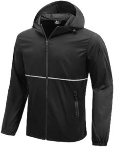 ZITY Men's Rain Jacket Waterproof with Hood Lightweight Raincoat for Golf Hiking Camping Cycling Black XXXL