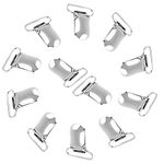 Trimming Shop 10pcs Silver Metal Brace Clips for Trousers and Denim Jeans - Suspender Fastener for Elastic Straps - Holder Grips for Men and Women, 34mm x 24mm