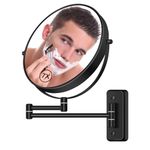 BTremary 8” Wall Mounted Magnifying Makeup Mirror 1X/7X Wall Mount Mirror Swing Arm Two-Sided 360° Swivel Bathroom Shaving Mirror for Men and Women in Hotel/Home, Black