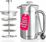 Ziruma Non-Toxic French Press Coffee Maker 316 Surgical Grade Stainless Steel, 34 Oz, 100% BPA - Plastic Free Coffee Press, Portable Press, 4 Layer Filter, Double Wall Insulated French Press