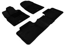 3D MAXpider Dodge Durango 5-Seater 2012-2020 Custom Fit All-Weather Car Floor Mats Liners, Kagu Series (1st & 2nd Row, Black)