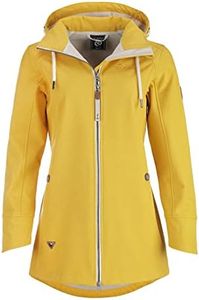 Dry Fashion Sellin Women's Softshell Coat Mottled - Softshell Jacket Outdoor Jacket Breathable Hood Wind and Water-Repellent, yellow, 44