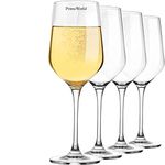 PrimeWorld Fame European Style Crystal Clear 350 ml Red Wine and White Wine Glasses Set of 4 pcs, 100% Lead Free Glass, Unique Modern Design'