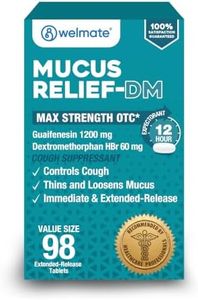 WELMATE - Maximum Strength Mucus Relief DM (98 Servings) - 1200mg Guaifenesin + 60mg Dextromethorphan HBr - 12-Hour Expectorant, Cough Relief - 98 Extended-Release Tablets