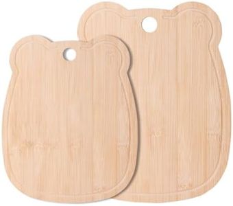 Bamboo Cutting Boards Set of 2 for Kitchen,Bear Thick Wood Chopping Board with Juice Groove and Hook Hole,Board Set for Meat,Vegetables,Fruit,Gifts for Mom,Daughter,Friend,Housewarming