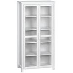 HOMCOM Freestanding Kitchen Pantry, Buffet Cabinet, 5-Tier Storage Cabinet with Adjustable Shelves and 2 Glass Doors, White