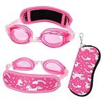 Firtink Swim Goggles for Kids Age 3-7, Waterproof Toddler Swimming Goggles Anti-fog Kids Goggles No Hair Pull Strap with Case for Boys Girls(Pink)