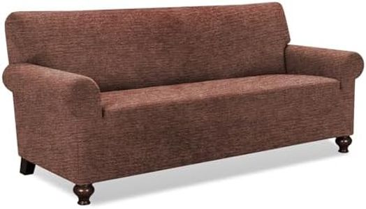 URBANLIFE 1-Piece Stretch Sofa Slipcovers for 3 Cushion Couch, Super Stretch Spandex Non-Slip Sofa Cover with Elastic Bottom, Machine Washable Furniture Protector for Kids & Pets, Chocolate