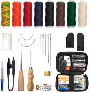WUTA 35 Pcs Leather Sewing Kit Upholstery Repair Kit Working Tools Portable Basic Sewing Repair Kits for Beginners Traveler Emergency