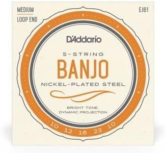 D'Addario J61 5-String Banjo Strings - Medium Gauge - 10-23