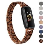 Vancle Strap compatible with Fitbit Inspire 1 Strap for Women Men, Stainless Steel Mesh Loop Adjustable Wristband Replacement Strap (Leopard)