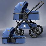 StarAndDaisy Easy Go Baby Stroller For 0-3Y Girls&Boys,Luxury Look,One Push Foldable Desing,5 Point Safety Belt,Comfortable&Washable Fabric And Reversible&Convertible Kids Pram(Blue With Black Tubes)