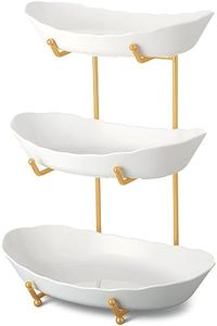 Xuhal 4 Pcs 3 Tier Acrylic Fruit Bowl Fruit Basket with Metal Rack Decorative Serving Bowls Vegetable Fruit Stand Snack Nuts Storage Holder for Dessert Plate Cake Tray Party Wedding Kitchen Countertop