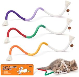 Potaroma Cat Toys Chew Ropes 3Pcs with Refillable Natural Catnip, Safe Teeth Cleaning Toy for Indoor Kittens, Interactive Cat Nip Kitty Toys for All Breeds 19.5 Inches