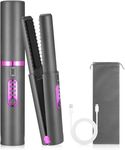 Cordless Hair Straighteners Curler 2 in 1, Mini Portable Travel Wireless Straightener Negative Ion with Type-C Rechargeable Anti-Scald Fast Heating & 3 Temp Settings, Smooth Glossy Hair for Women Gift