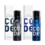 Wild Stone Code Platinum & Titanium No Gas Body Perfume Spray Combo for Men,Pack of 2 (120ml each)