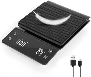 Coffee Scale with Timer, 0.1g Precision Espresso/Food Weight Scale up to 3Kg, Kitchen Scales with LED Display Tare Function Touch Control with Insulation Pad Rechargeable