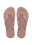 Havaianas Women Slim Brasil Logo, Crocus Rose, 4.5/5