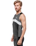 SLS3 Tri Top Men - Sleeveless Mens Triathlon Top - Mens Triathlon Shirt - Triathlon Men Singlet - Premium FX Triathlon Shirts Men, 3 Pockets (Black/Turbulence Gray, Large)