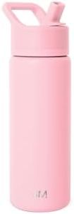 Simple Modern Kids Water Bottle with Straw Lid Vacuum Insulated Stainless Steel Metal Bottles | Reusable Leak Proof BPA-Free Flask for School | Summit Collection | 18oz, Blush