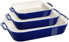 STAUB Ceramique 3 Piece Kitchen Baking Dish Set- Dark Blue,Dishwasher Safe, Baking Dish for Oven, Nonstick Coating, Cooking Dish Set